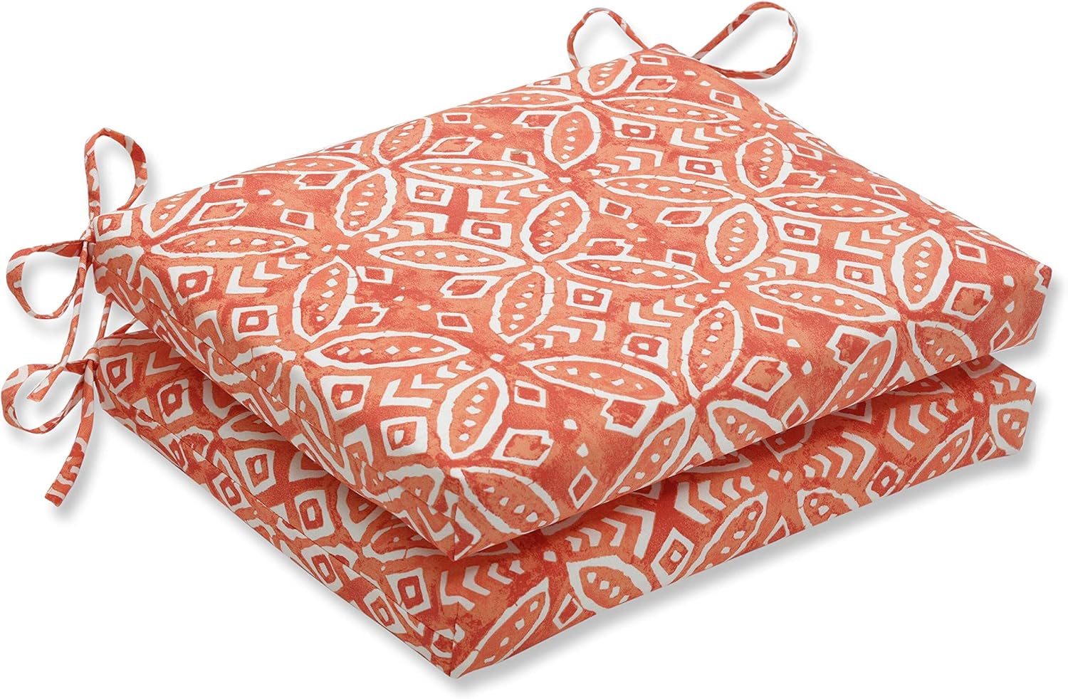 Pillow Perfect Outdoor/Indoor Merida Indigo Blue Square Corner Seat Cushions, 20" x 20", Pack of 2