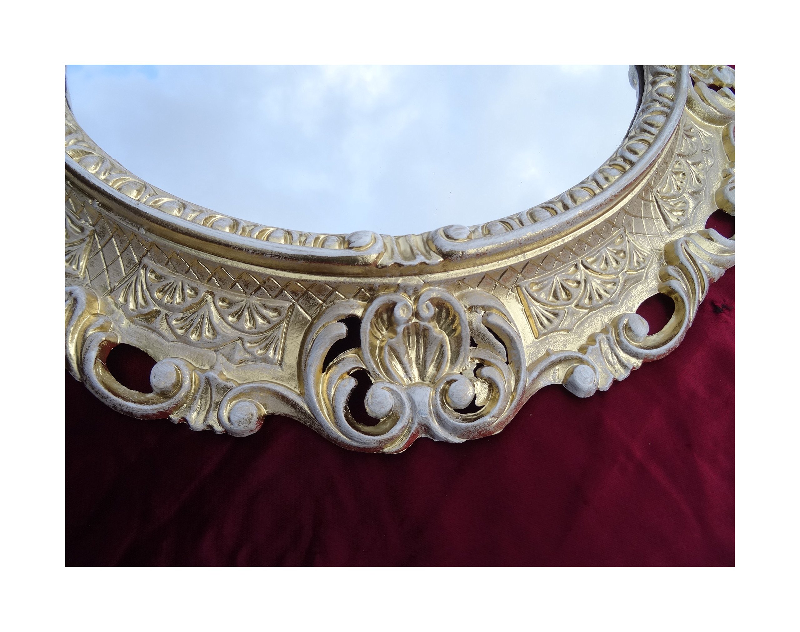 Specchio Parete Nero/Argento Ovale 45x38 Barocco Antico Repro