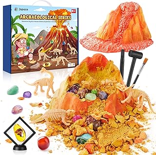 Japace Gemstone Dig Kit, Dinosaurs & Amber Excavation Kits for Kids, Volcano Digging Kit Set, Dig for Gems, Dinosaur Fossils and Amber, Educational Toy for 6 7 8 9 + Year Old Boys Girls Gifts ZS-888