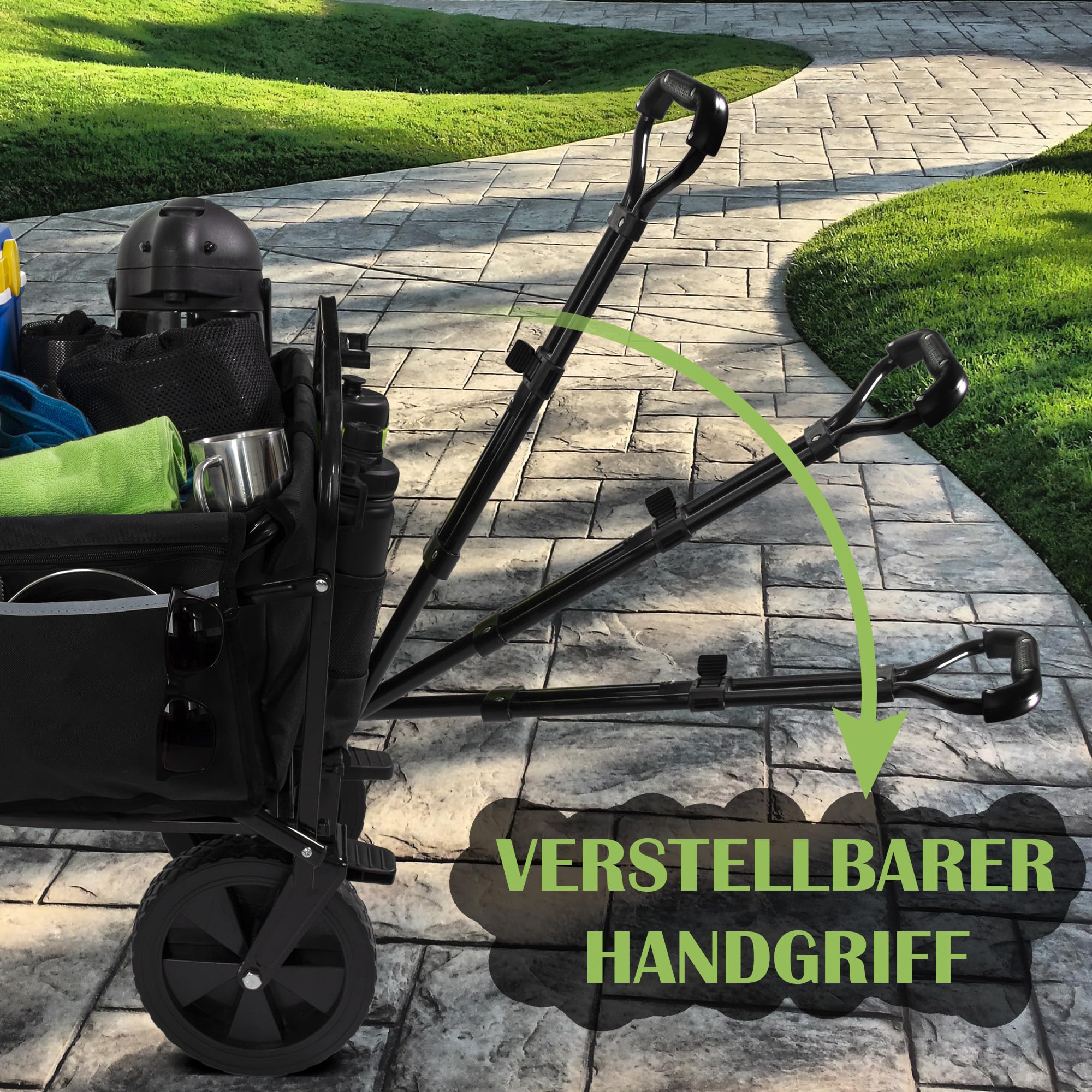 noorsk Faltbarer Bollerwagen - Klappbarer Transportwagen mit Vollgummi-Rädern - Robuster Handwagen für Garten, Ausflüge & Einkäufe - Platzsparend & vielseitig einsetzbar - Blau