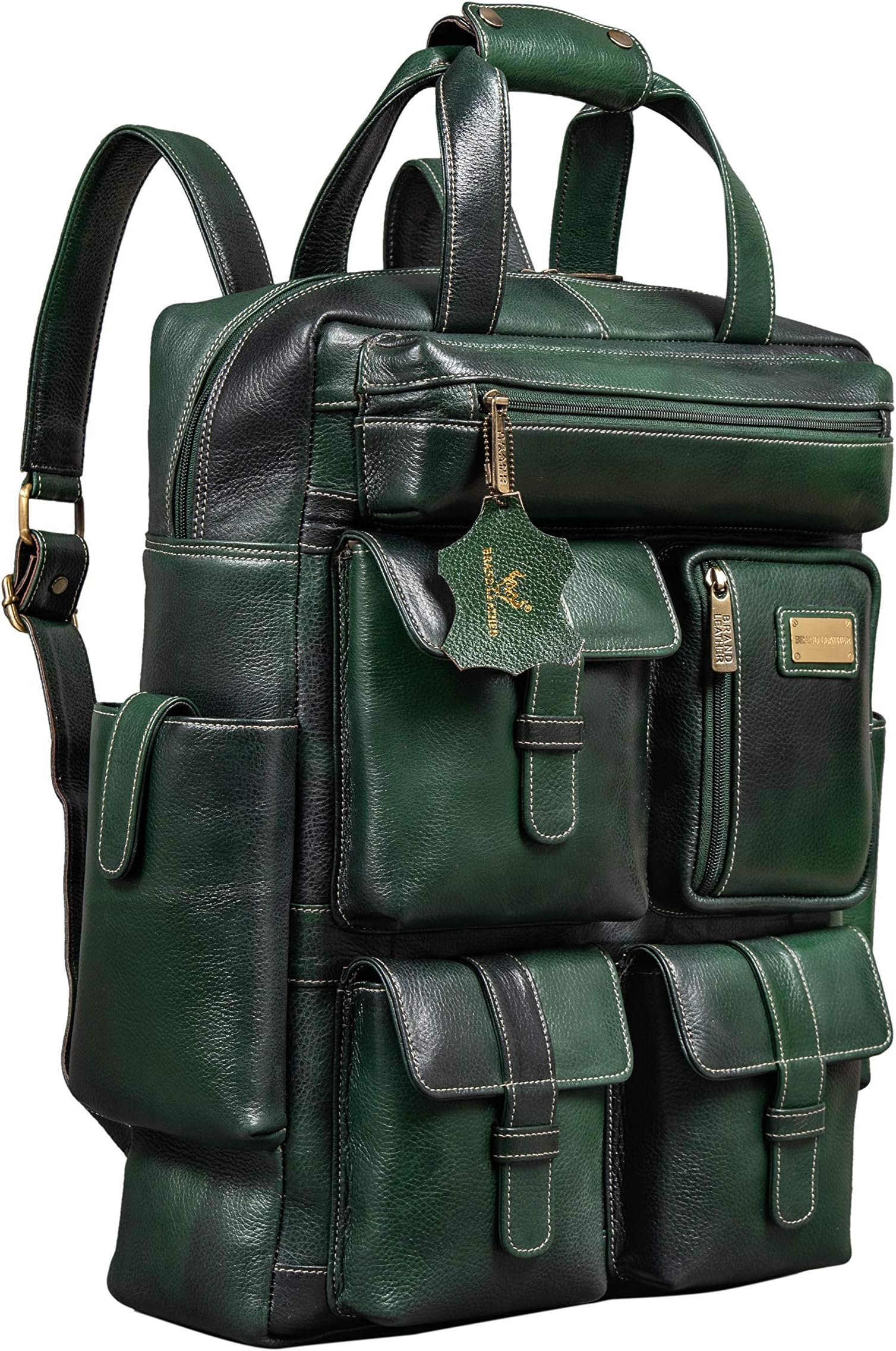 BRAND LEATHER Full Grain Buffalo - Hide Leather Backpack Large Capacity 15/15.6/16/17 Inch Laptop Bag Multi Pockets Travel Daypack