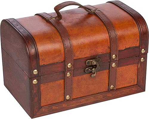 Trademark Innovations cofre decorativo pequeño, de madera y cuero