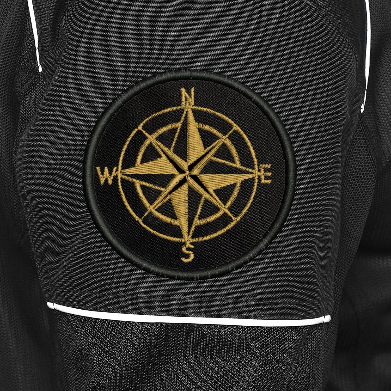 ISEE 360 NSWE Travel Adventure Mountain Embroidery Sweable Applique Patches for Riders Jackets Boys Girls Bags Clothes Dress Any Garments L x H 3 x 3 Inch (Gold)