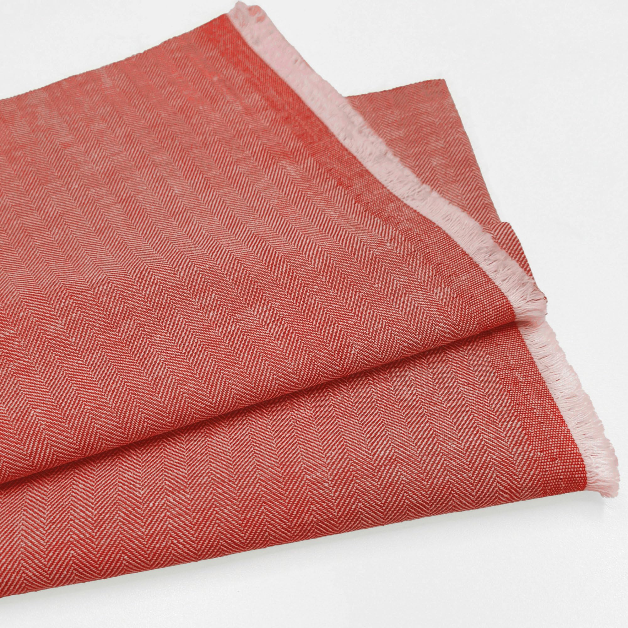 Herringbone Zig Zag Linen Cotton Blend Fabric – Soft Dressmaking, Upholstery, Curtains, Cushions & Craft Textile | 58" (147 cm) Wide (per Metre, Terracotta)