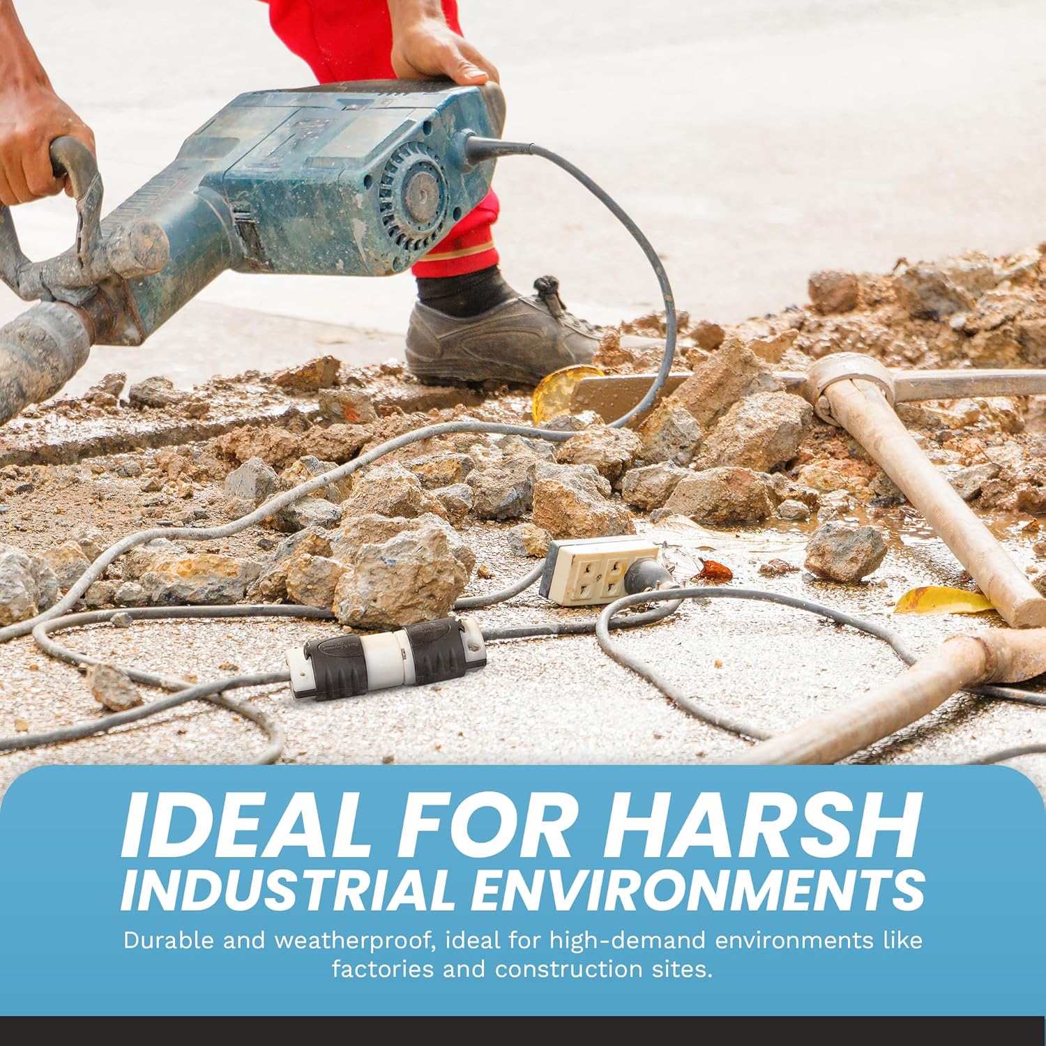 IronBox Electric - NEMA 6-15 Adapter Extension Power Cord - Rated for 15A/250V - 14 AWG Jacket - Heavy Duty Extension Cable - Weatherproof Design - Ideal for Indoor and Outdoor Use (25 feet, Build)