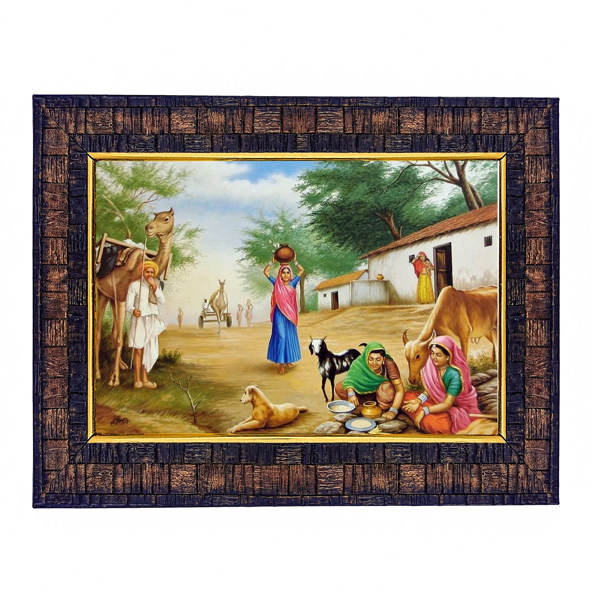 Hawai Village Scene Photo Frame, Size- 8.5x7inch | Engineered Wood Wall Hanging Home Decor Photo Frame | Housewarming Gifts | SFDI290BLKFRM-image-39