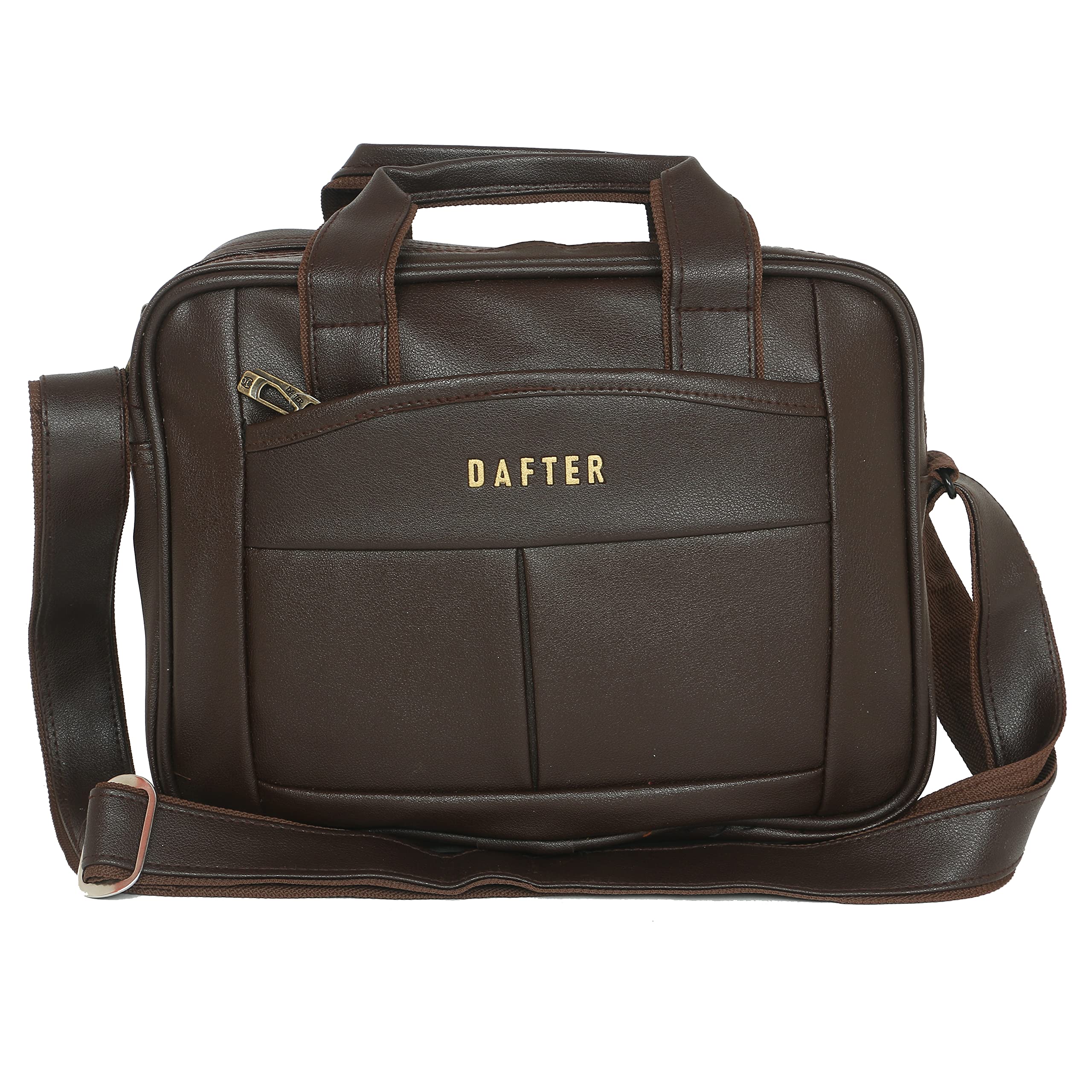 DAFTER Vegan Leather 11 inch Laptop Messenger Organizer Bag/Shoulder Sling Office Bag with Adjustable Strap for Men & Women-Brown (B0BMPQRRZ5) Amazon Price History, Amazon Price Tracker