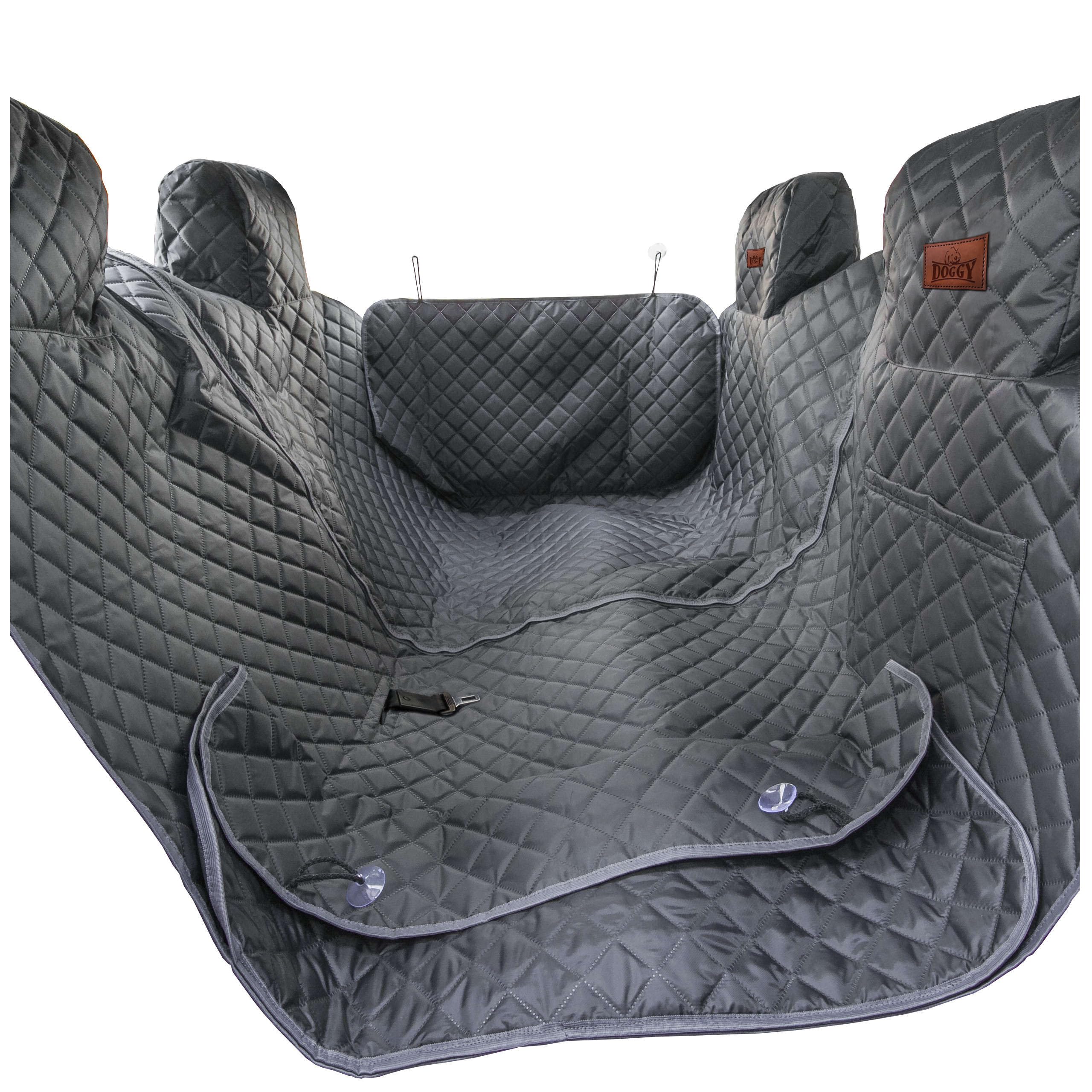 Funda para coche, para tumbona, para coche, para perros, con cierre de velcro y laterales, 220 cm, color gris