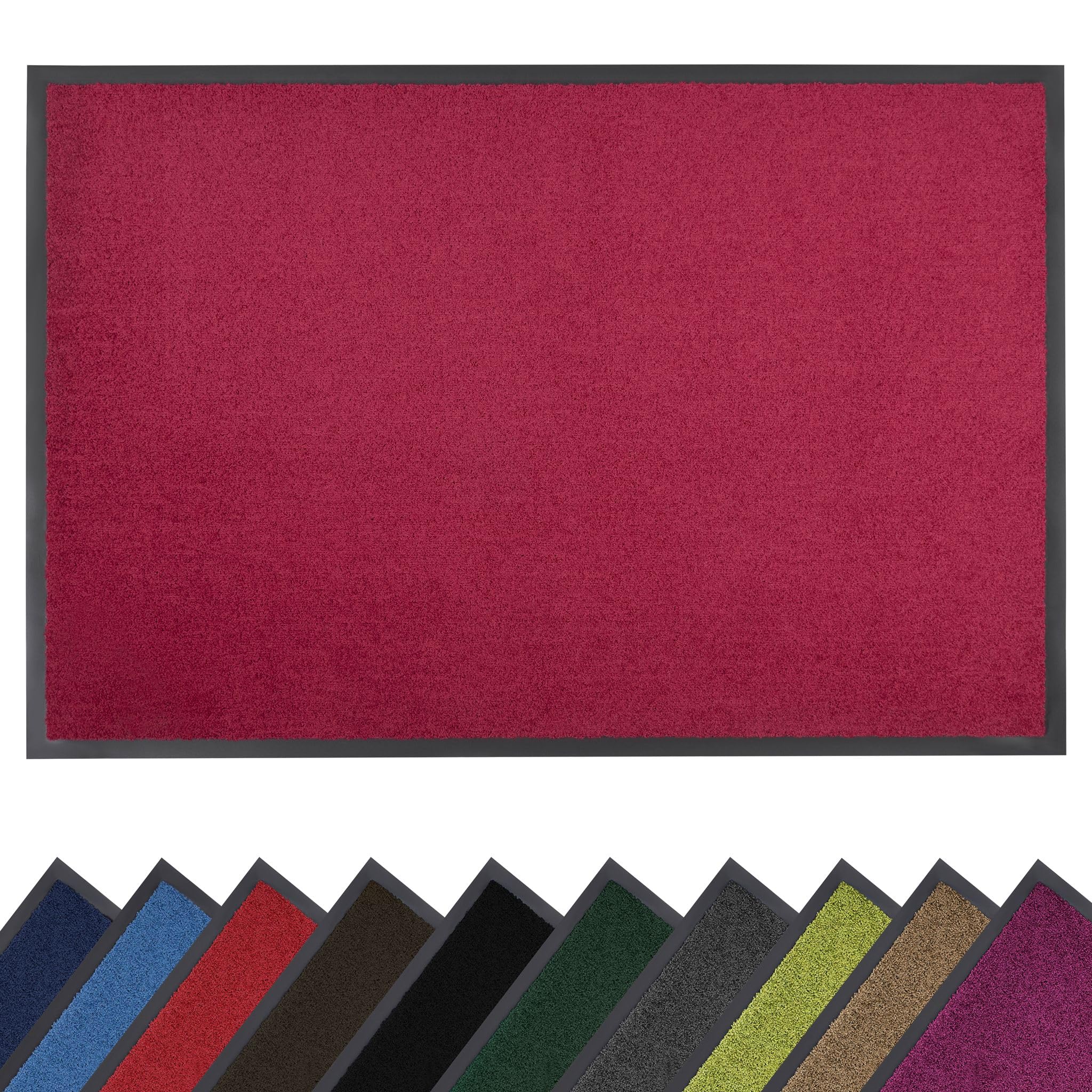 Bravich Barrier Door Mat. Indoor & Outdoor Rubber Backed Floor Mats, Non Slip Dirt Trapper Door Mats. Heavy Duty Machine Washable Door Mats - 60x180cm - Burgundy
