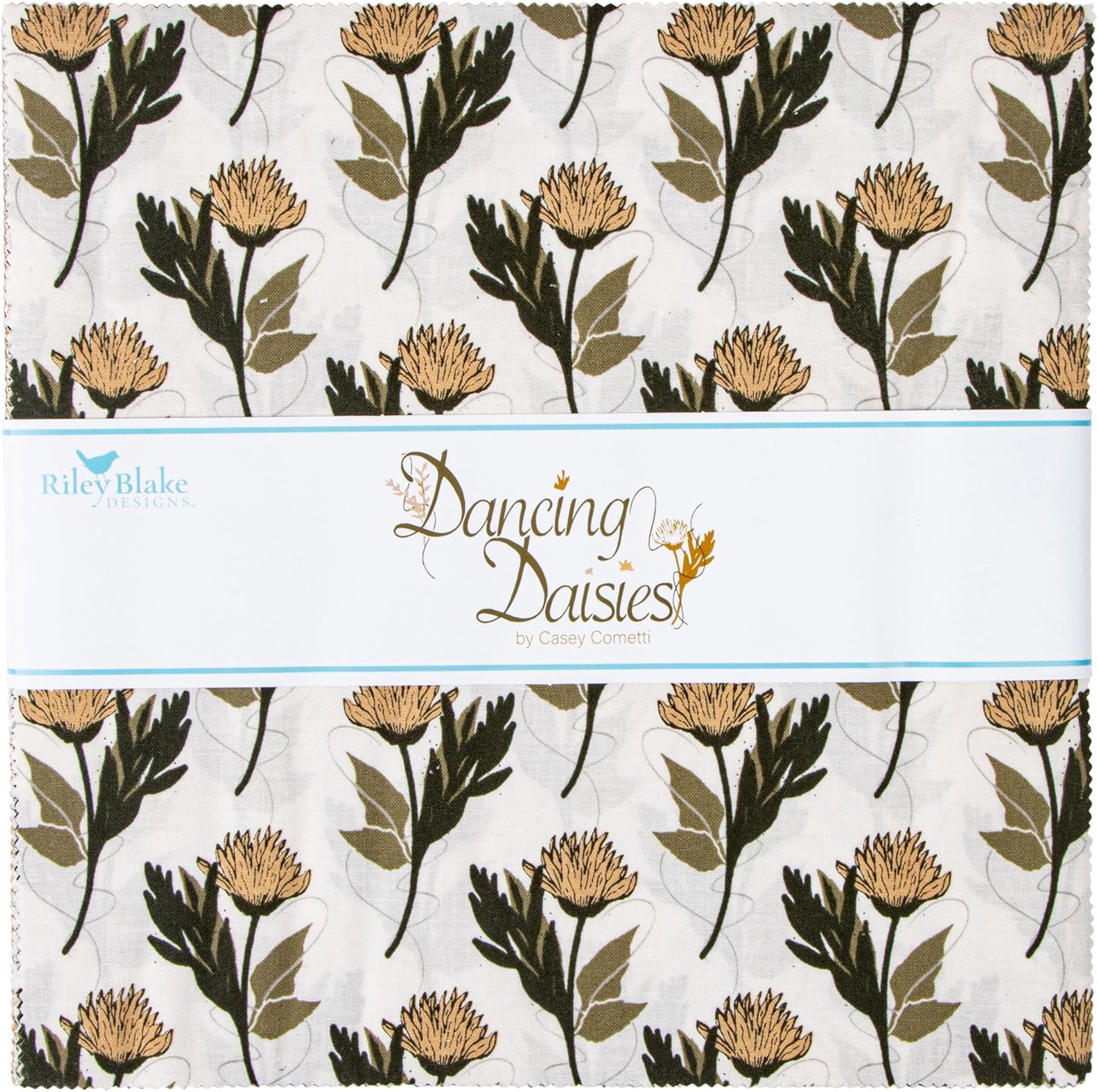 Casey Cometti Dancing Daisies 10" Stacker 42 10-inch Squares Layer Cake Riley Blake 10-14540-42