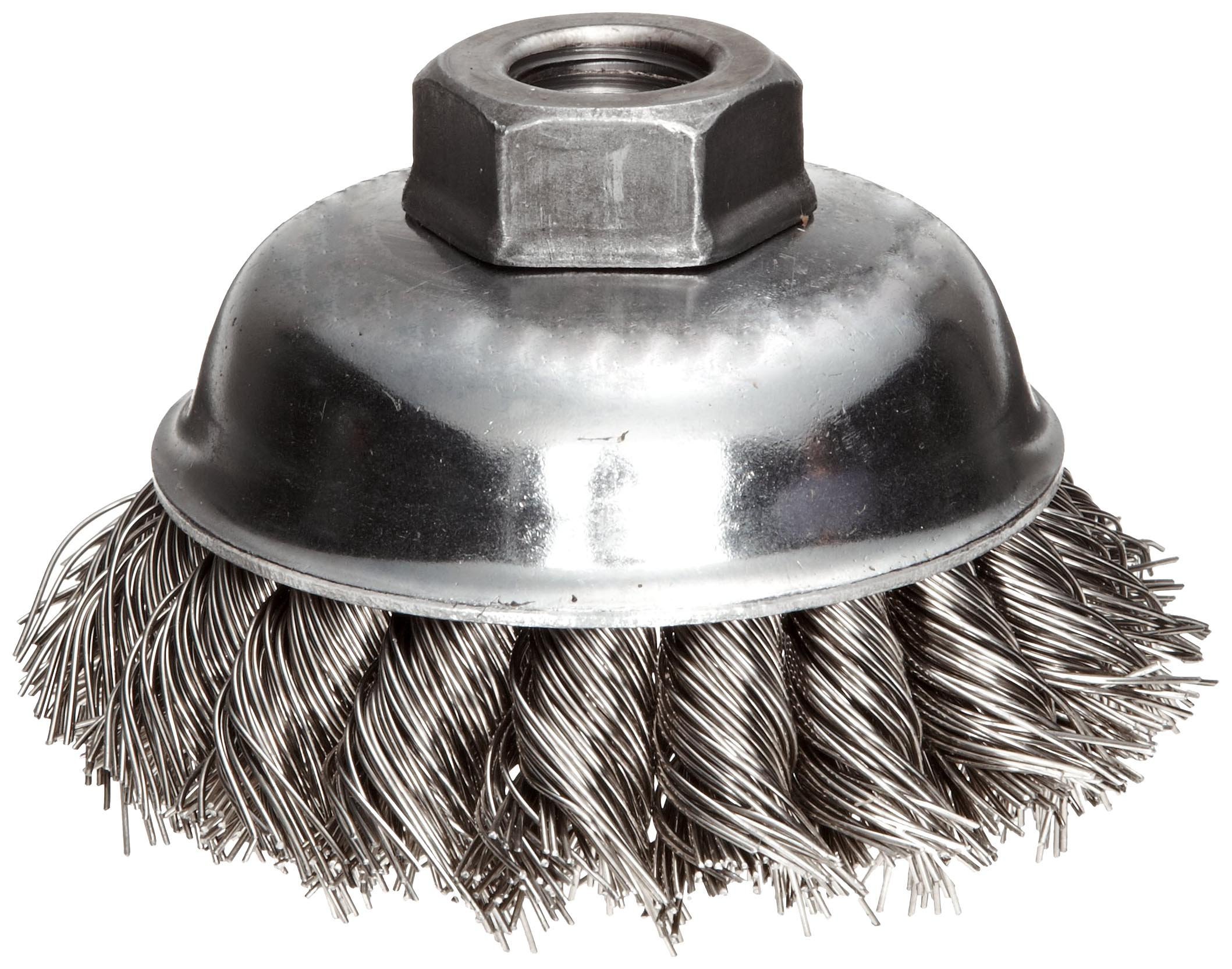 Weiler, acero inoxidable con orificio roscado cepillo de alambre para, 302, parcial Twist de nudo, 3-1/2", 1