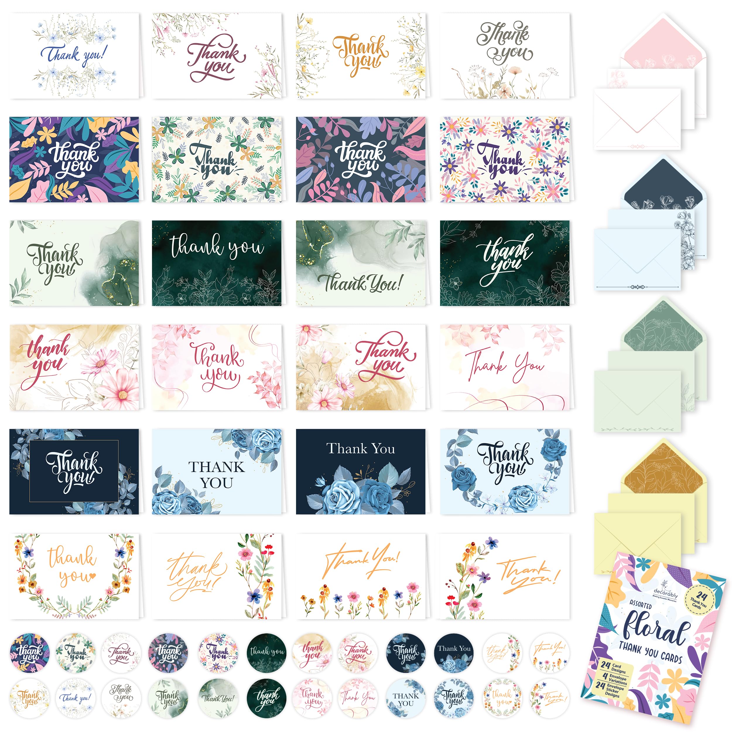 Snapklik.com : 24 Pack Assorted Thank You Cards