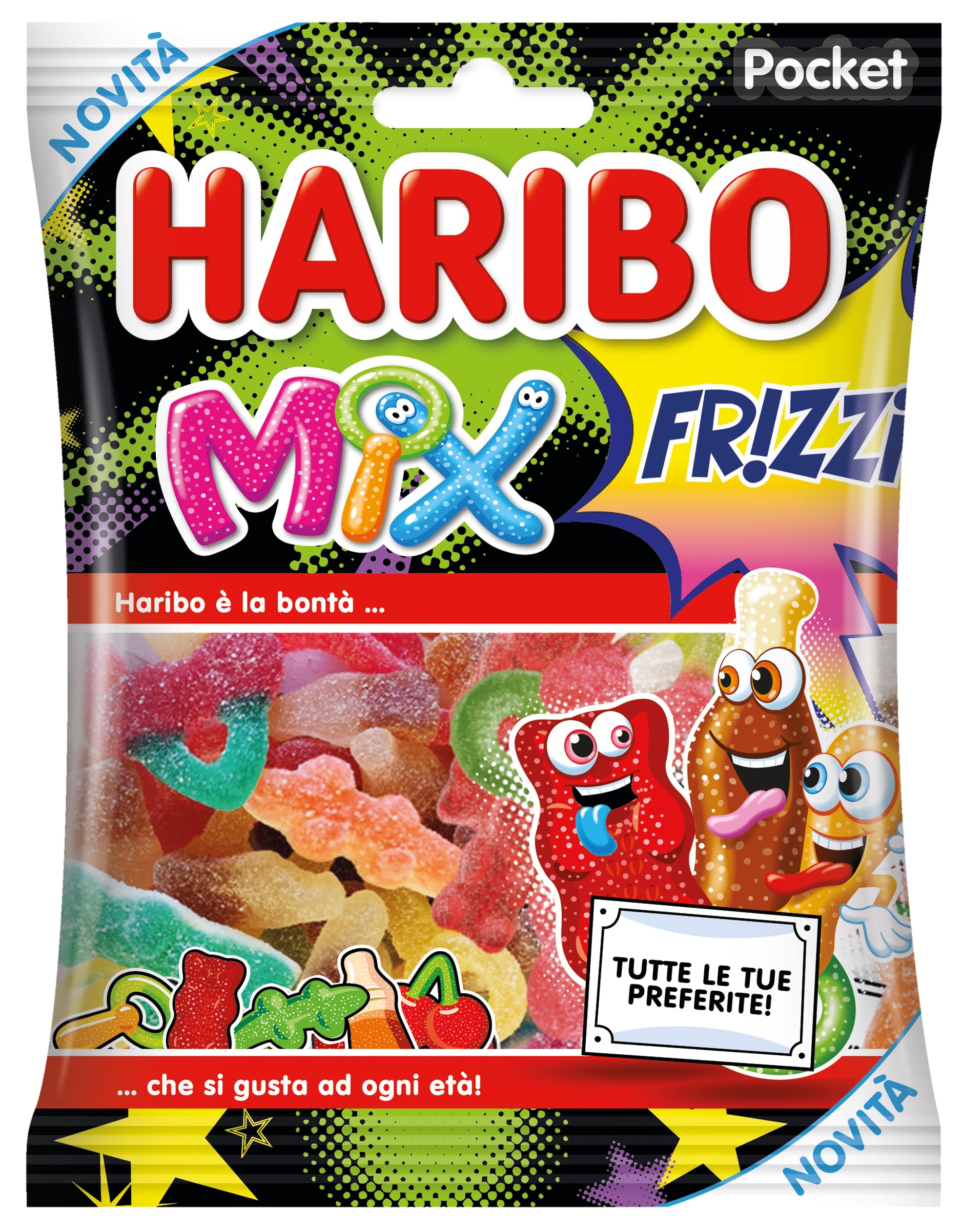 Caramella Gommose Frutta Haribo Frizzi Mix 30 Bustine da 90 g Gusti Assortiti