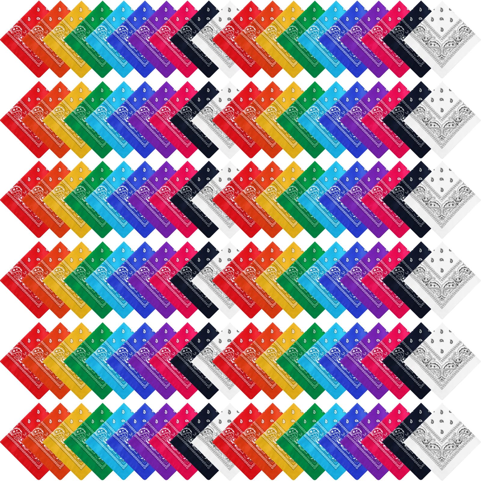 Handepo 200 Pcs Bandanas Bulk Paisley Bandanas Unisex Head Wrap Scarf Cowboy Headband Handkerchief for Women Men