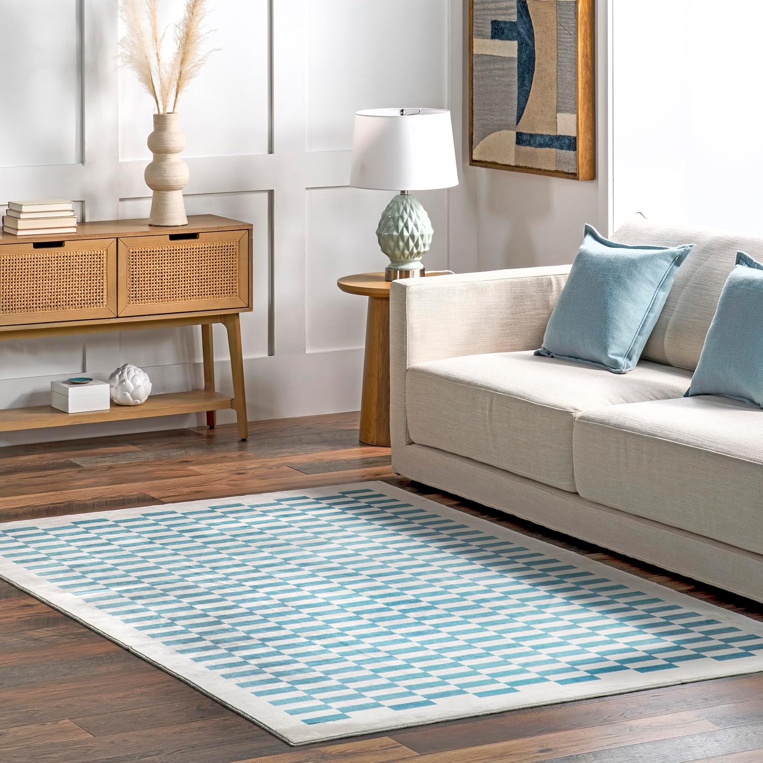 nuLOOM 4' x 6' Machine Washable Stain-Resistant Area Rug with Non Slip Backing, Low Profile for Living Room, Bedroom, and Dining Room, April Blush Pink