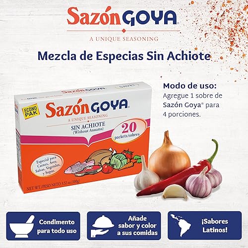 Miniatura 7 de Sazón sin Annatto de Goya, mezcla de especias latinas para aves, mariscos, carne y verduras, condimento mexicano multiusos, 3.52 onzas, paquete de 2