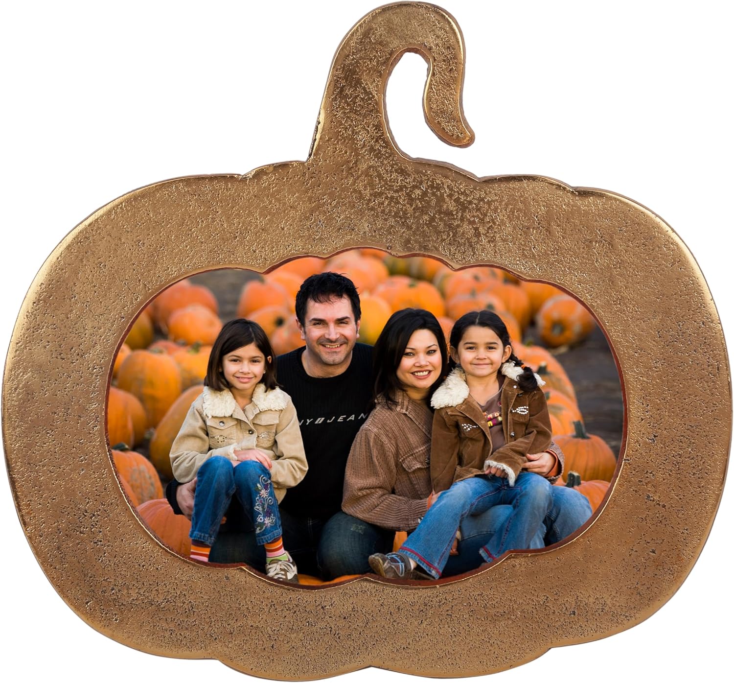 AHC HOME & LIVING 6x4 Gold Picture Frame - Elegant Metal Pumpkin Design for Tabletop & Wall Display, Ideal For Autumn Fall, Halloween, Thanksgiving - Fits 6x4 Photos