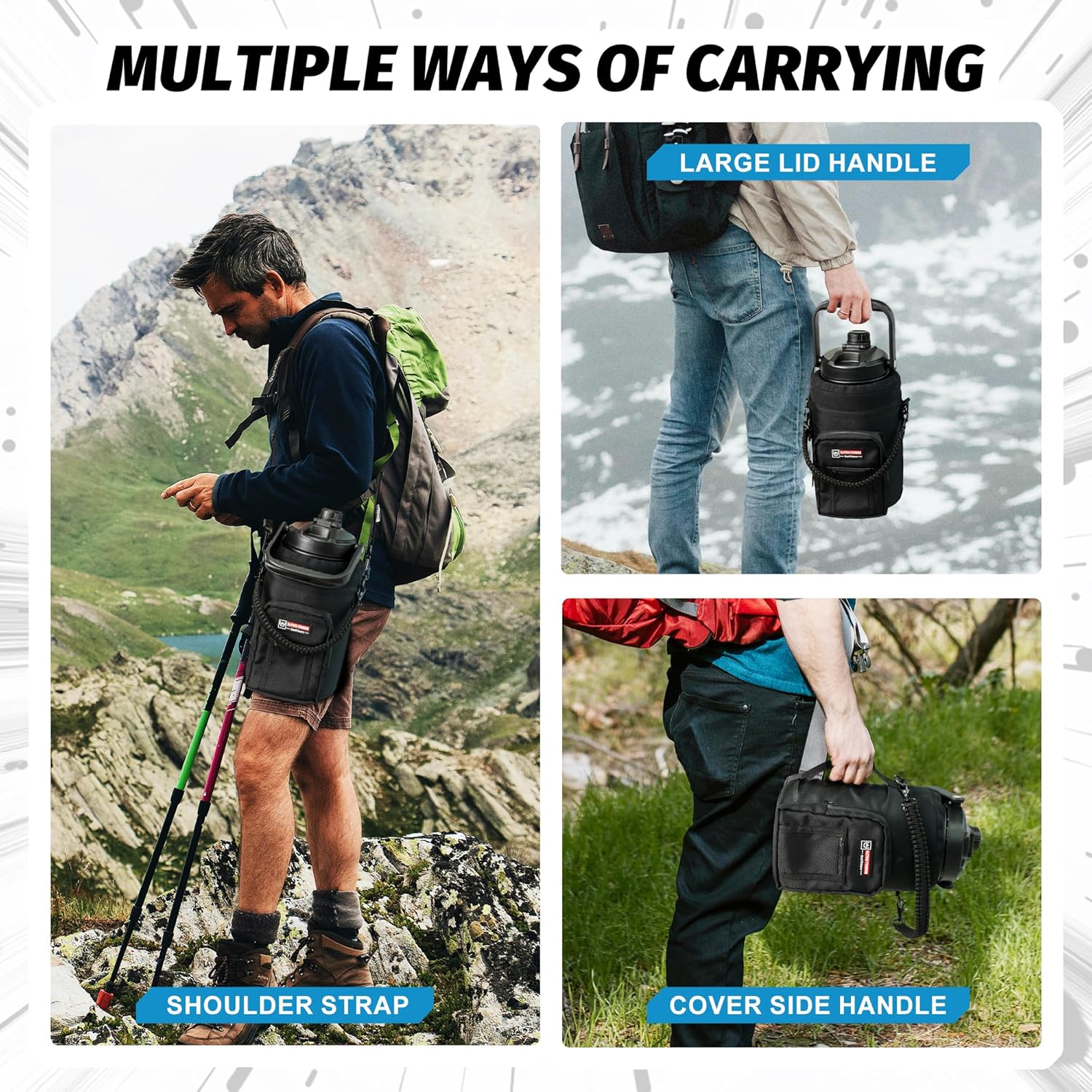 NATURE PIONEOR 1 Gallon Insulated Water Bottle - Double Vacuum Stainless Steel 128 oz Water Bottle with Holder/Carrier, Wide Mouth 1 gallon Water Jug for Outdoor Sports, Hiking, Camping, Gym - Image 9