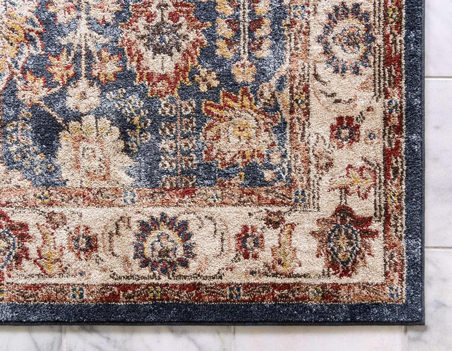 Unique Loom Utopia Collection Traditional Classic Vintage Inspired Area Rug with Warm Hues (8' 0 x 10' 0 Rectangular, Navy Blue/Beige)