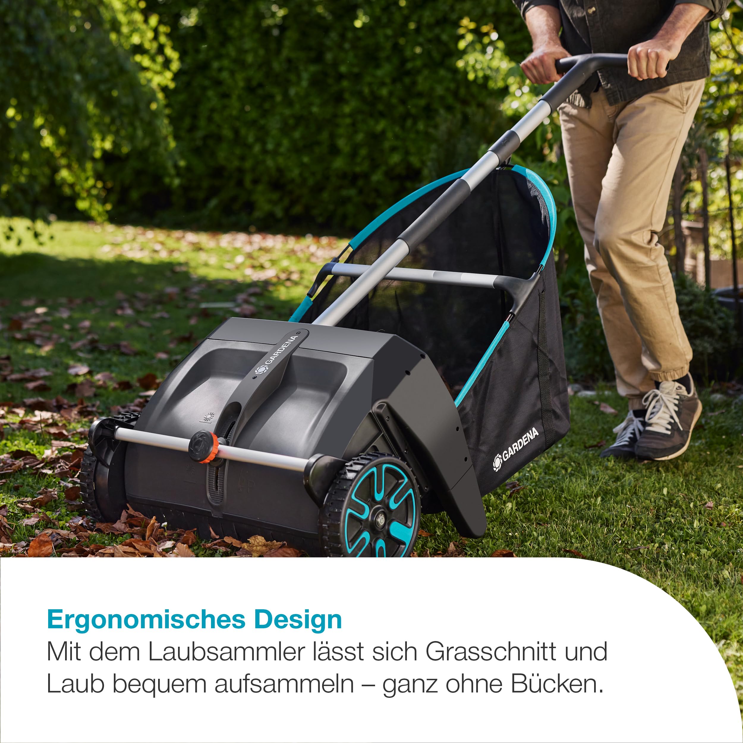 Gardena Laub- und Rasensammler 3566-20 für Rasen und Terrasse, effektives Rasensammeln, ergonomisch geformt