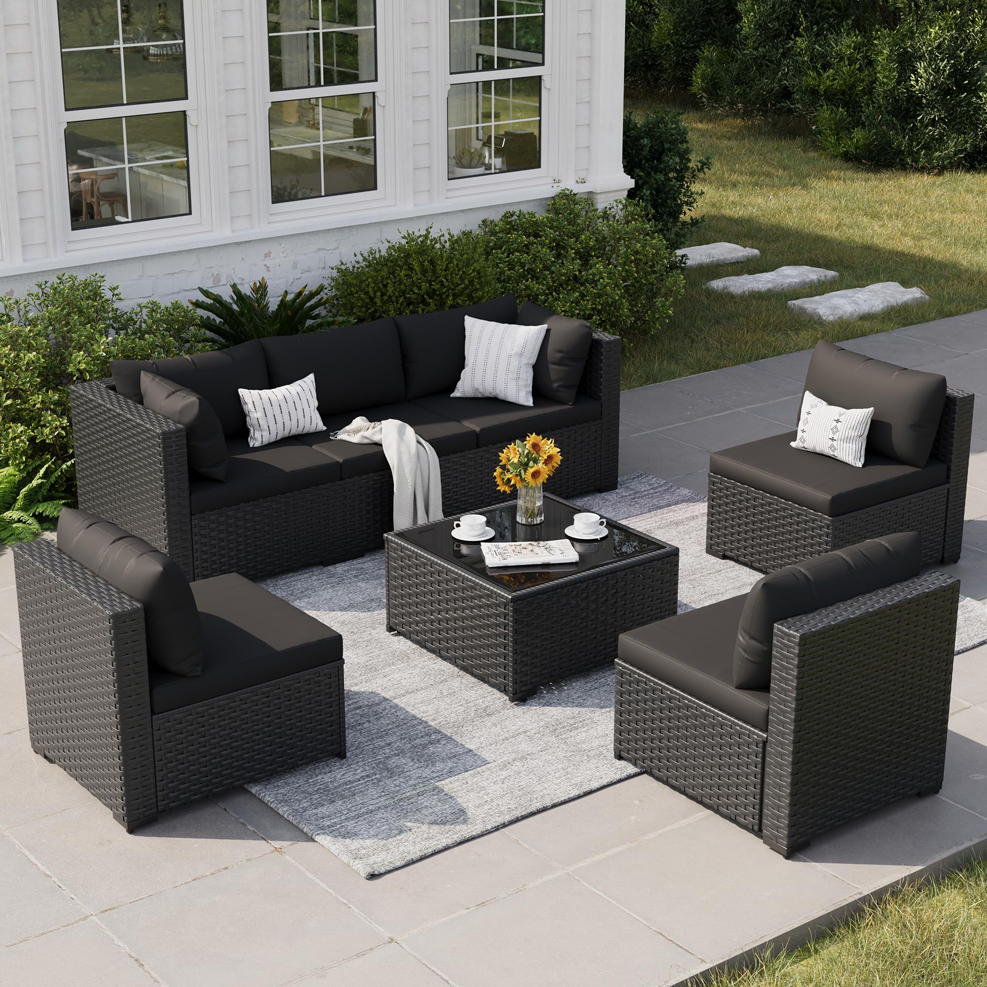 VONZOY 7-Piece Wicker Sectional