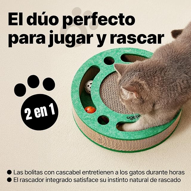 Foto 2 de 6 de Rascador para gatos con pista de pelotas con cascabel