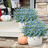 NETAP Outdoor Artificial Flowers UV Resistant, 20 Bundles Fake Realistic Floral Greenery Plants for Outside Porch, Window Boxes, Garden, Yard, Inside Home Table Decor,Blue