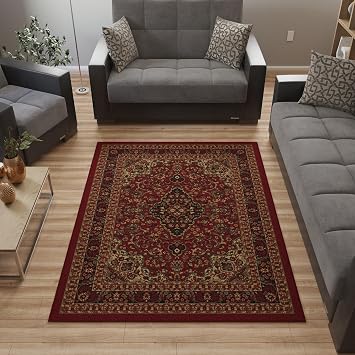 Ottomanson 5 x 66" Rugs for Living Room Oriental Area Rug for Bedroom - Non Slip Durable Large Floor Carpet for High Traffic Areas - Indoor Rug for Dining Room Kitchen Kids Playroom, Red