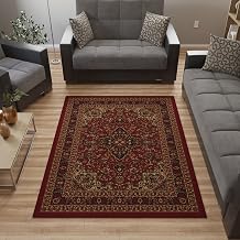 Ottomanson 5' x 6'6" Rugs for Living Room Oriental Area Rug for Bedroom - Non Slip Durable Large Floor Carpet for High Traffic Areas - Indoor Rug for Dining Room Kitchen Kids Playroom, Red