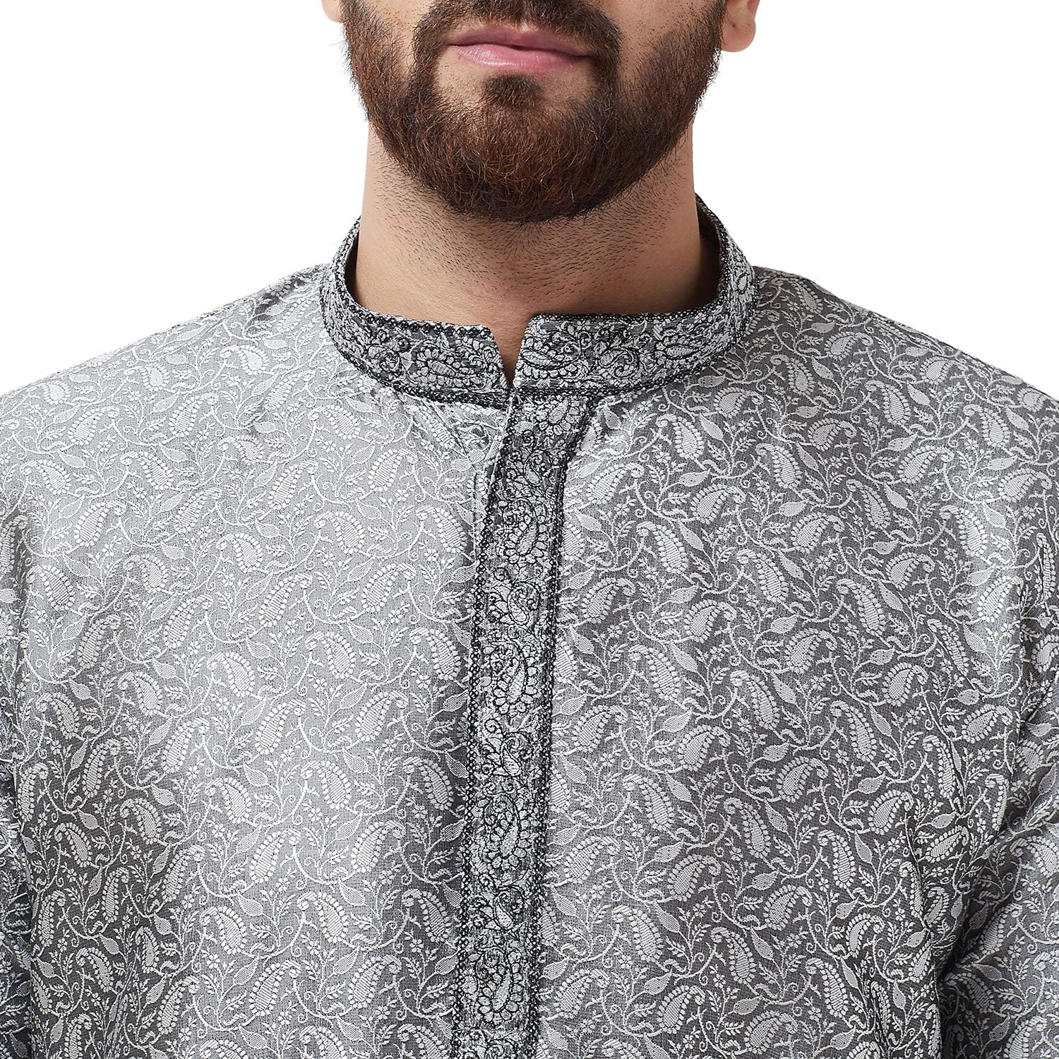 Size XL 42 Color Silver and white pants Sojanya (Since 1958 Men'S Silk Blend Gold Kurta And Off White Churidar Pyjama Set