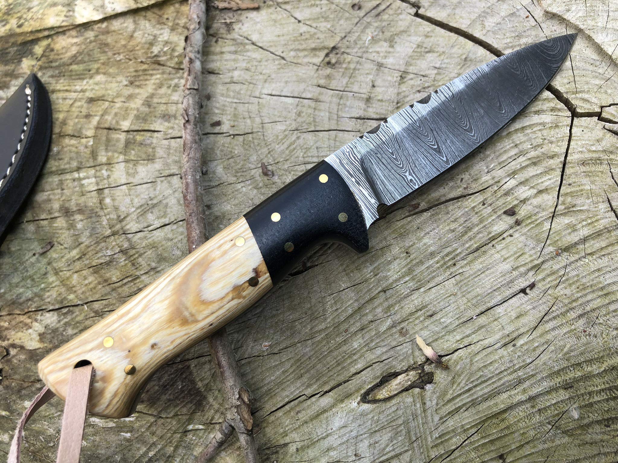 Perkin Coltello da Caccia Damasco con Fodero Sharp SK1200