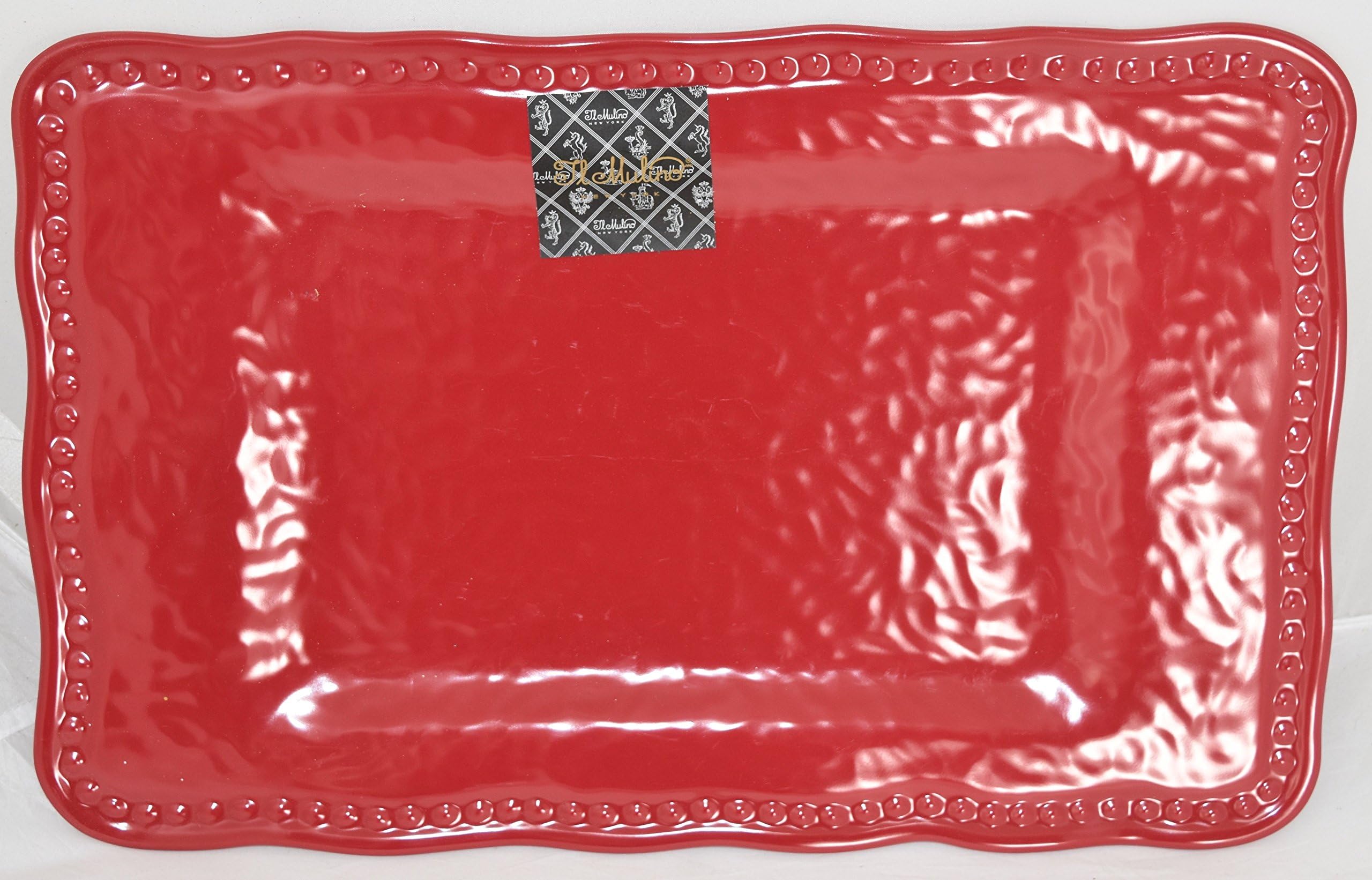 New York Solid Red Large Rectangular Melamine Indoor or Outdoor Serving / Entree / Side / Salad Platter