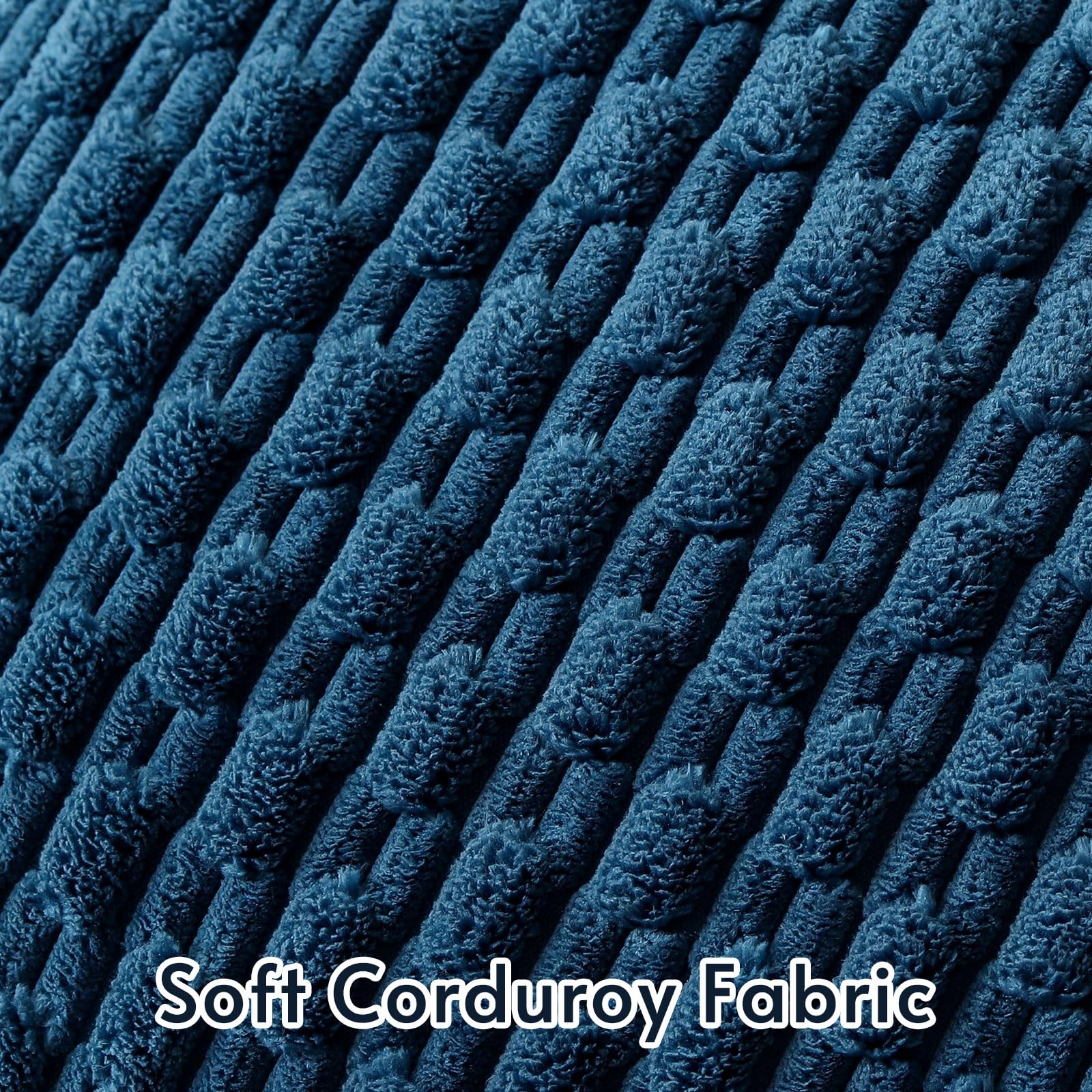 Sungeek Set of 2 Blue Soft Corduroy Decorative Cushion Covers Boho Striped Throw Pillow Covers for Sofa Couch Living Room Patio Farmhouse Home Decor Pillowcases 55x55cm - Image 3
