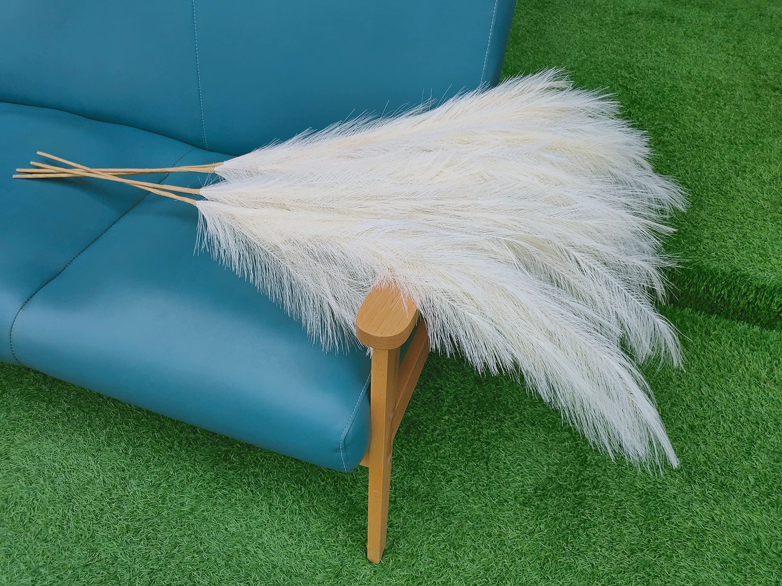 30 Steli Di Erba Della Pampa Sintetica - 61 Cm - Decorazione Artificiale Per Matrimoni, Centrotavola Boho E Casa - Verde - 2