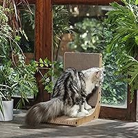 Vista 4 de FUKUMARU Rascador para gatos, 18.7 pulgadas en forma de L, almohadilla para rascar para gatos montada en la pared, cartón rascador para gatos