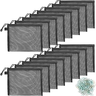 16 Pcs Black Mesh Zipper Pouches,Nylon Mesh Pouch,Zipper Pouches | Makeup Bags,Travel Bags for Organizing Cases for Cosmetic Office Supplies and Travel Accessories(9.25 x 7.28 Inch)