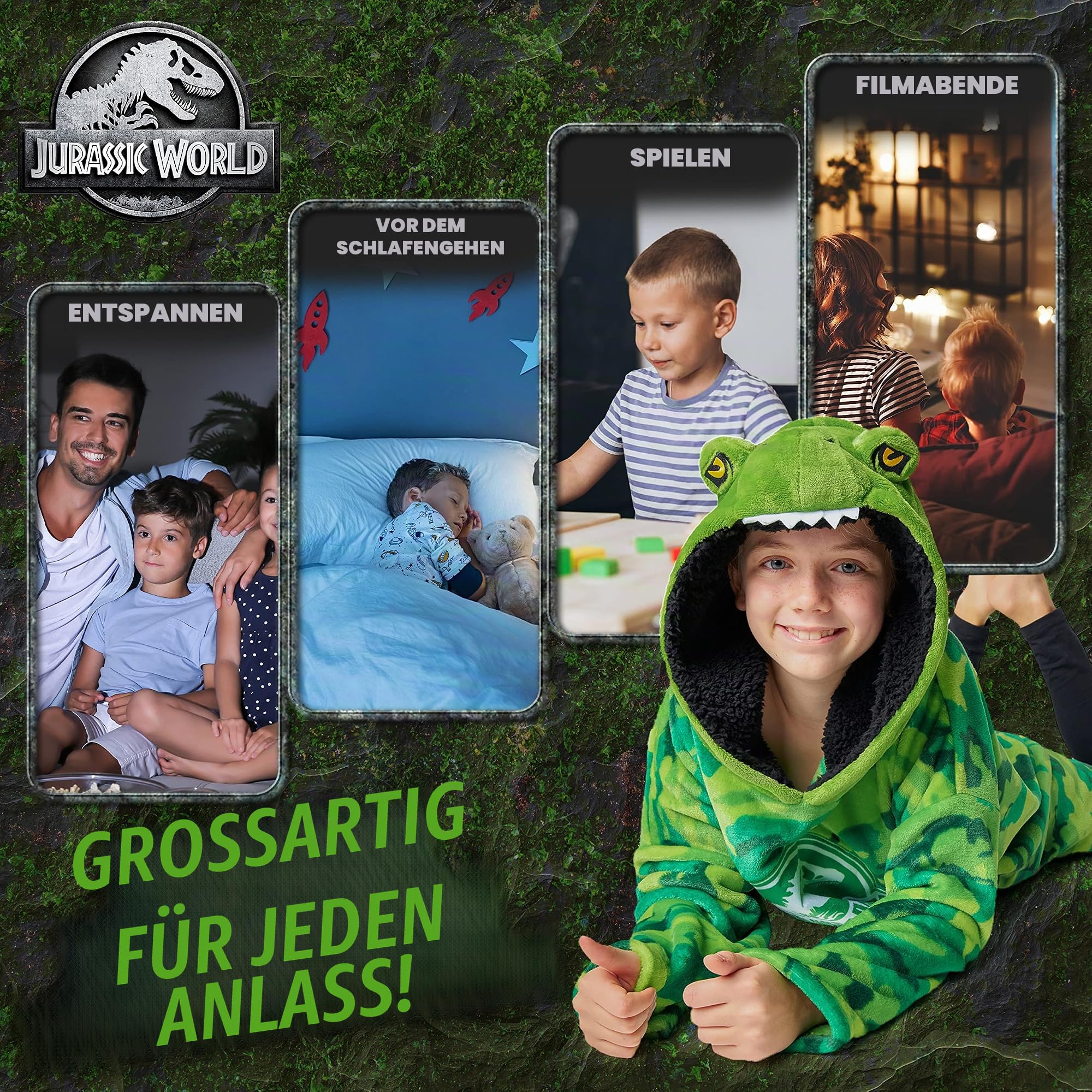 Jurassic World Übergroßen Hoodie Decke Jungen und Madchen Kapuzenpullover Kinder