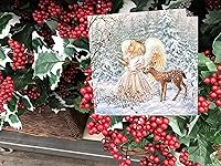 Vista 9 de Servilletas navideñas de 20 quilates de 13 x 13 pulgadas, hermosas servilletas de invierno con diseño de ángel