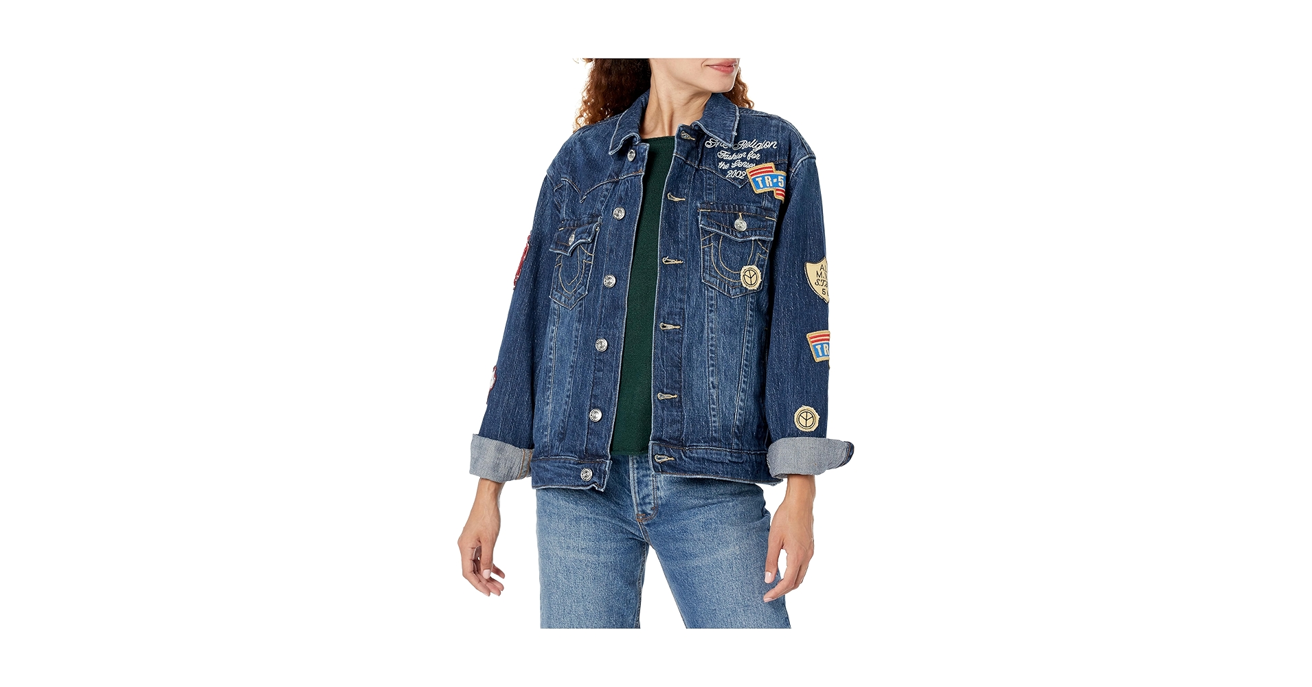 True Religion Jimmy Jacket M デニムブルー JIMMY CURVED SEAM DENIM JACKET - RIDE MEDIUM WASH | True