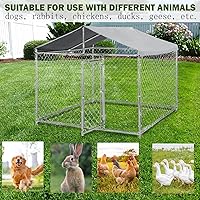 Vista 6 de Perrera para perros grandes de 79 pulgadas, de acero galvanizado resistente, con cubierta impermeable resistente a los rayos UV, corralito de cadena