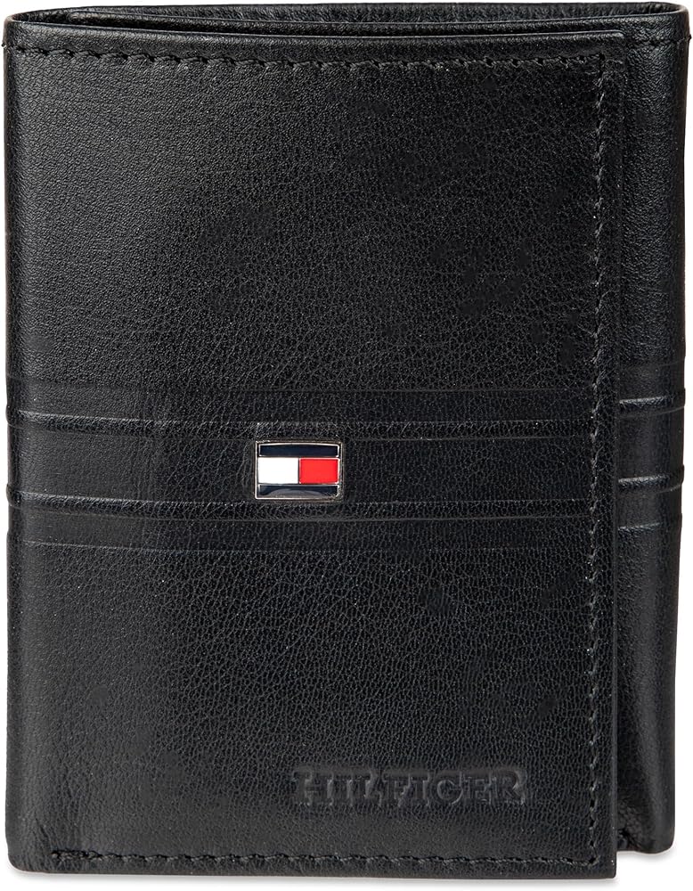 Amazon.com: Tommy Hilfiger Men's Stripe Emboss Trifold Wallet