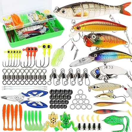 Fishing Lures Tackle Box Bass Fishing Kit,Saltwater and...
