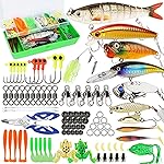 Fishing Lures Tackle Box Bass Kit, Including Animated Lure,Crankbaits,Spinnerbaits,Soft Plastic Worms, Topwater Lures,Hooks,Saltwater & Freshwater Fishing Gear for Bass,Trout, Salmon.