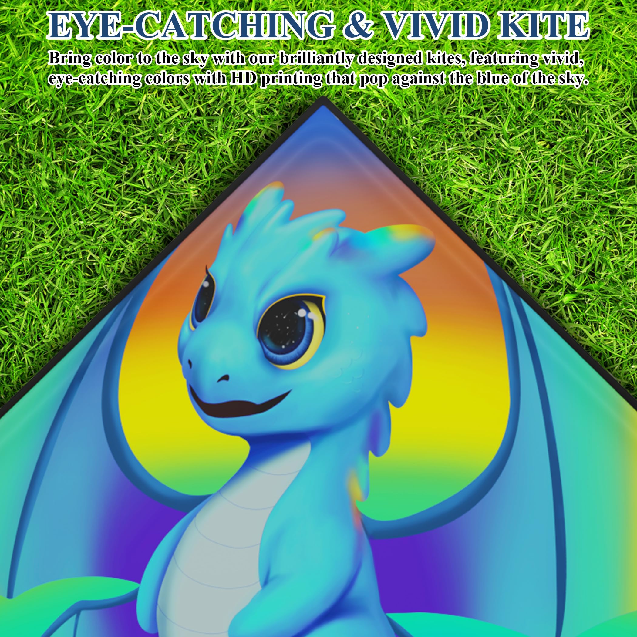 Kites for Kids Ages 4-8 & 8-12?Large Delta Kite for Adults,Easy to Fly, Kids Kites for Boys and Girls, Perfect for Beginners, Gifts for Holiday Easter Festival (Dragon)