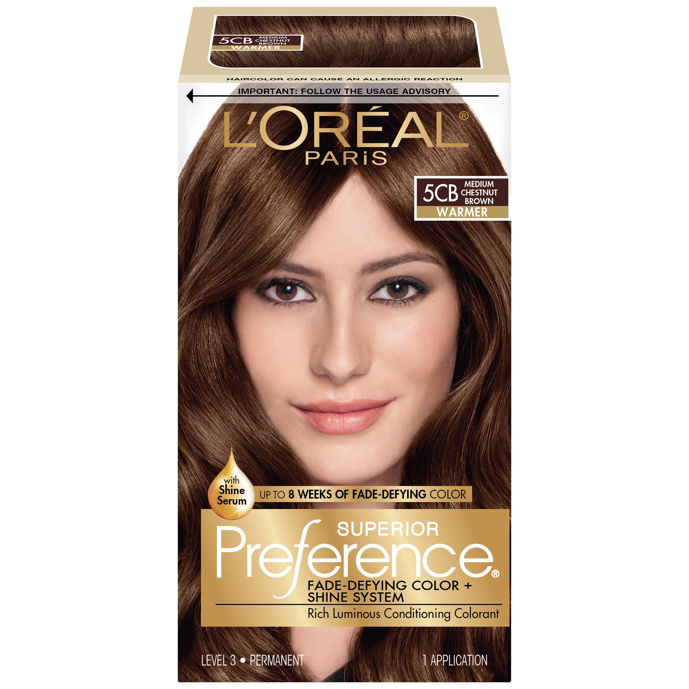 L'Oreal Paris Superior Preference Fade-Defying Color + Shine System, 5CB Medium Chestnut Brown (Packaging May Vary)