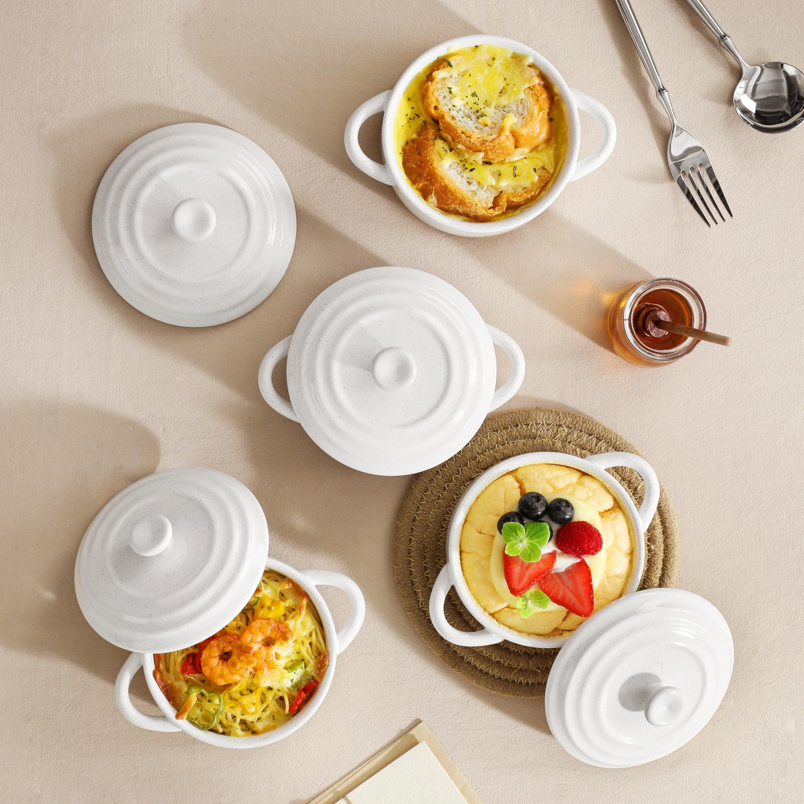 MALACASA Seria TARA Mini Cocotte Set, biały
