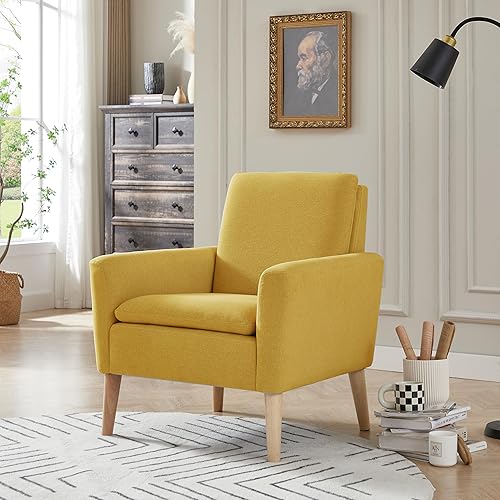 Miniatura 7 de Silla de acento de tela moderna de mediados de siglo, sofá individual, cómoda silla tapizada con brazo, muebles de sala de estar