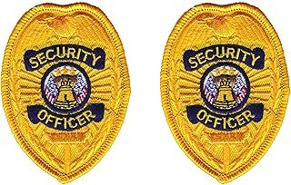 Set of 2 Sew on Security Patches - Security Officer Guard Badge Patch Embroidered - Security Enforcement Emblem (Gold - Patriotic - Liberty Bell)