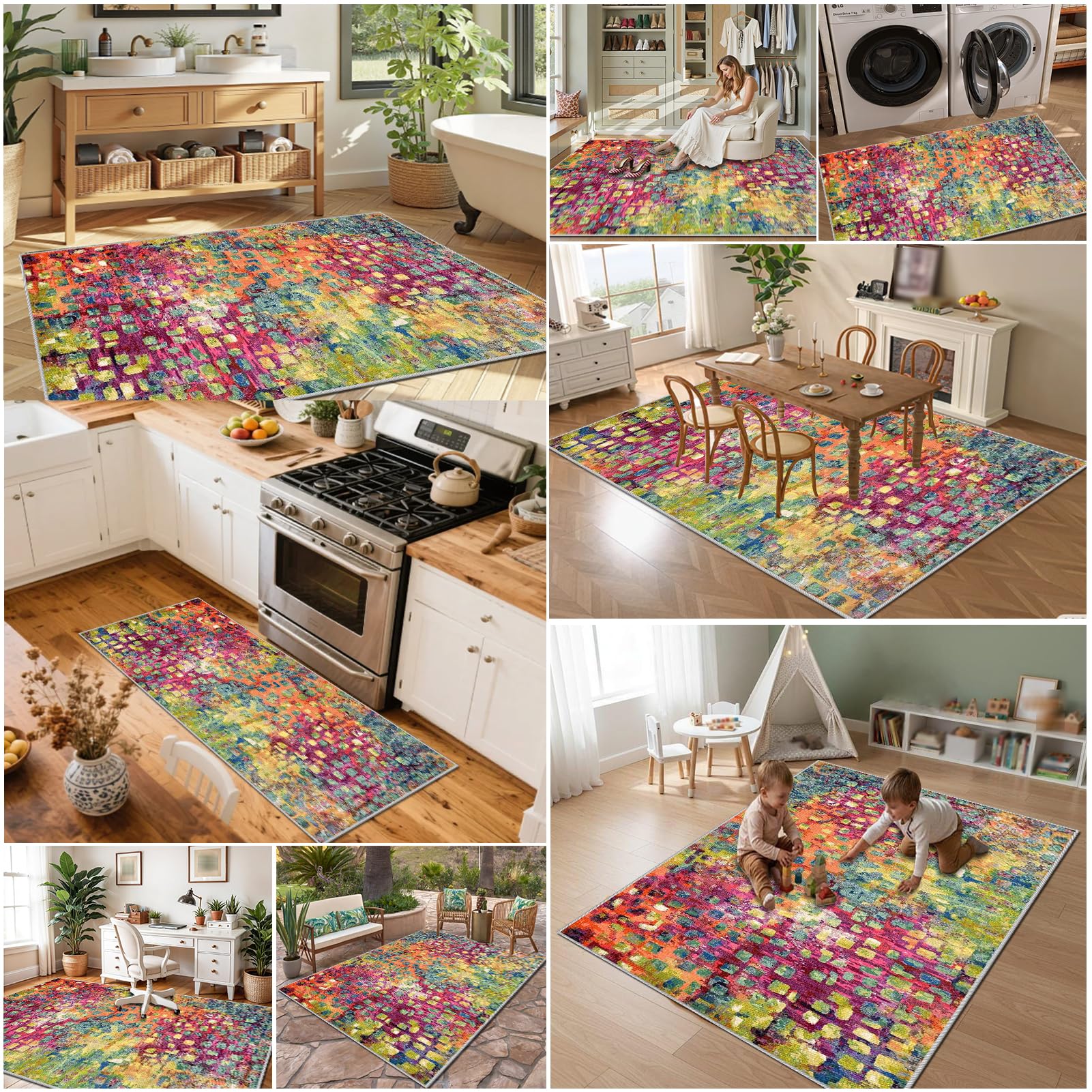 Dywan do salonu, z krótkim włosiem, 120 x 160 cm, abstrakcyjny, geometryczny dywan, bieżnik antypoślizgowy, dywan do sypialni, salonu, korytarza, nadaje się do prania, dywan kuchenny do sypialni