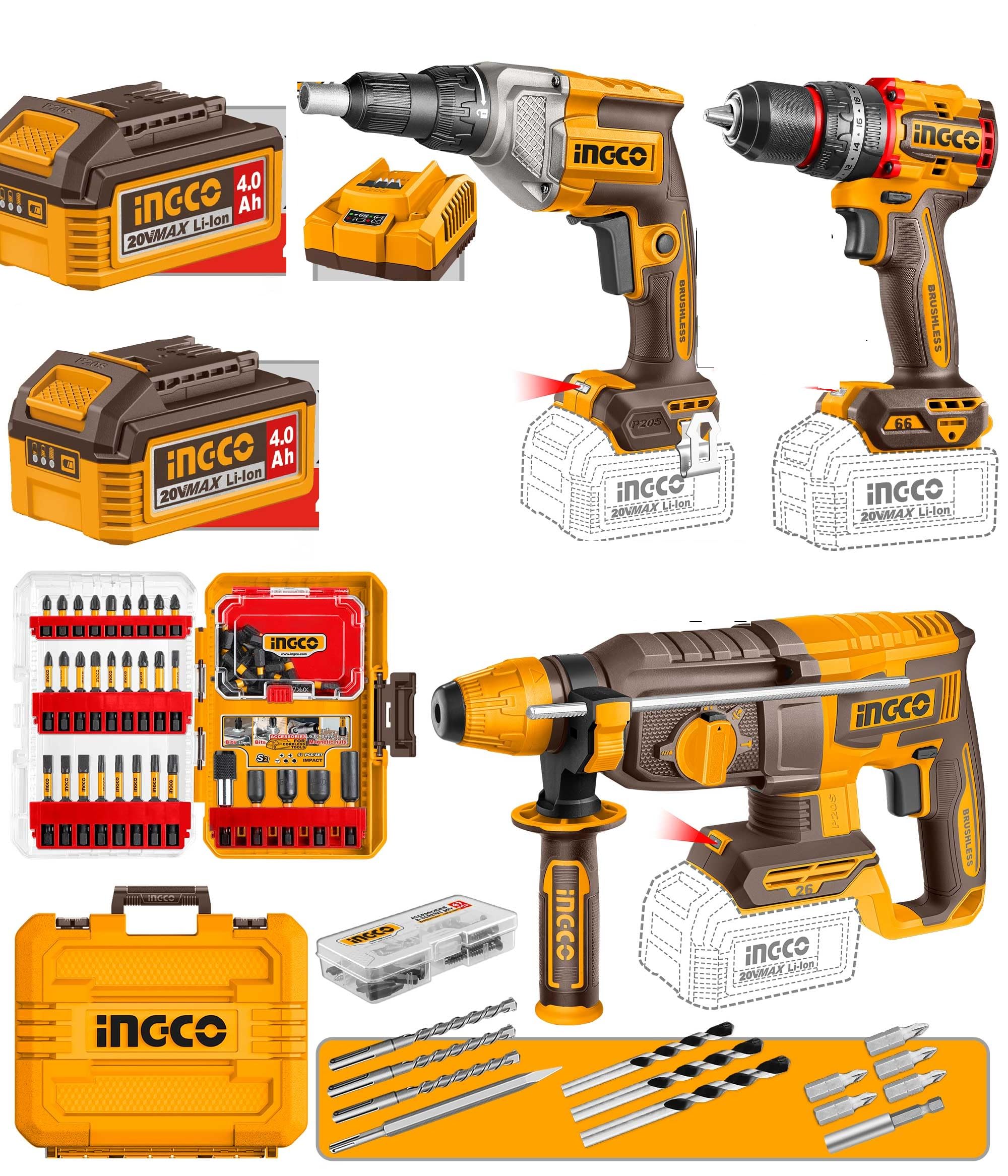 INGCO Cordless 3 pcs combo kit-picture-24